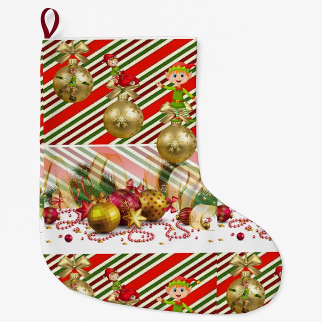 Christmas Stocking, Elf Large Christmas Stocking (Front)