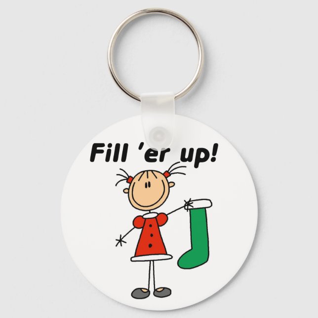 Christmas Stocking Fill 'er Up Tshirts and Gifts Keychain (Front)