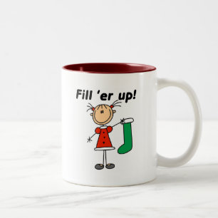 Christmas Stocking Fill 'er Up Tshirts and Gifts Two-Tone Coffee Mug