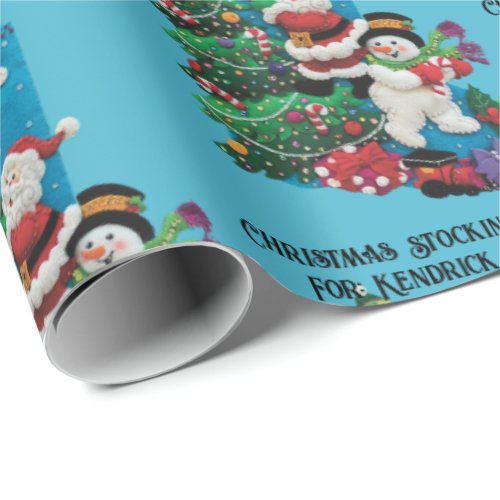Christmas Stocking For Personalize Childs Name Wrapping Paper
