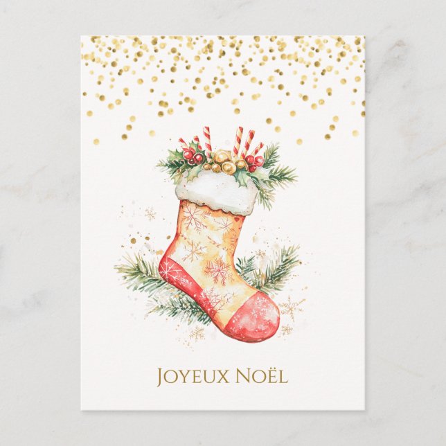 Christmas Stocking French Christmas  Holiday Postcard (Front)