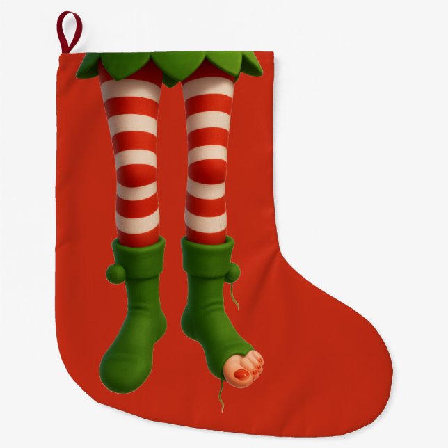 Christmas Stocking Funny Elf Legs | North Pole  (Front)