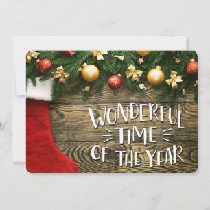 Christmas Stocking & Garland, 2-sided Photo Card