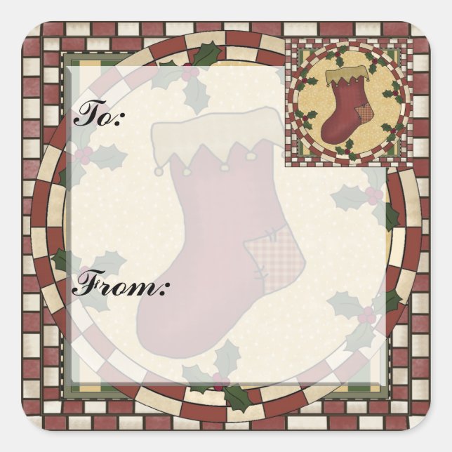 Christmas Stocking Gift Tag Sticker (Front)