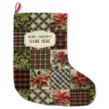 Christmas Stocking Gift Wrapping Vintage Patchwork