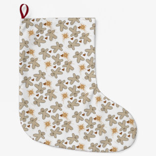Christmas Stocking, Gingerbread Man Gold Large Christmas Stocking