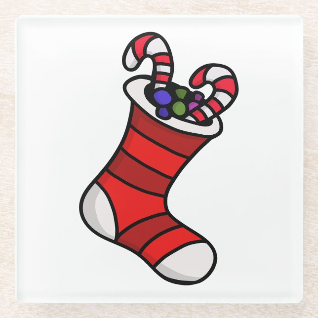 Christmas stocking glass coaster (Front)