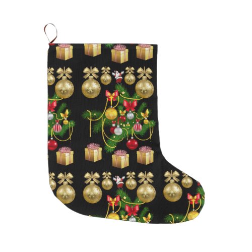 Christmas Stocking Gold Balls Large Christmas Stocking