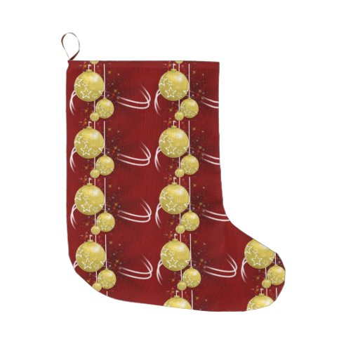 Christmas Stocking Gold Balls Large Christmas Stocking