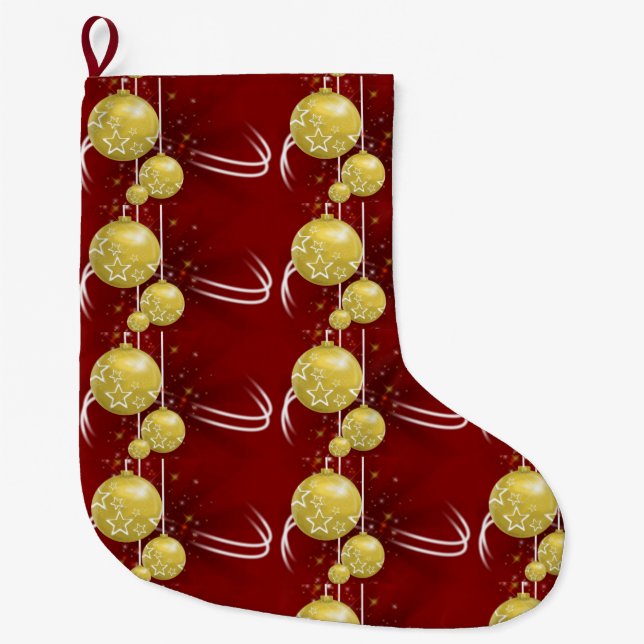 Christmas Stocking, Gold Balls Large Christmas Stocking (Front)