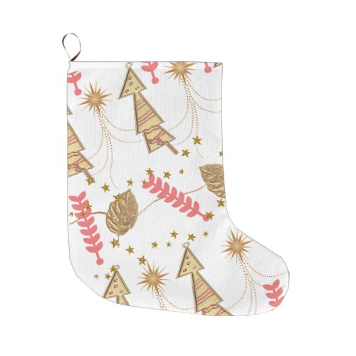 Christmas Stocking Gold Christmas Trees Stocking