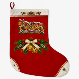 Christmas Stocking – Golden Holly and Bells