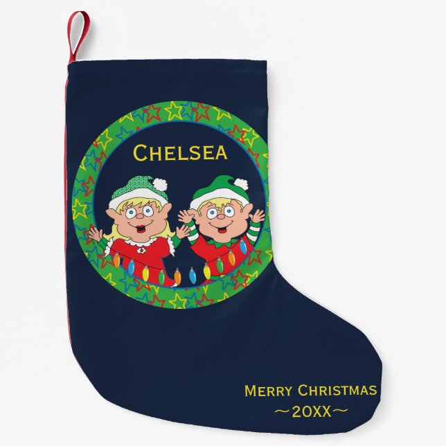 Christmas Stocking "Happy Elves" (Front)
