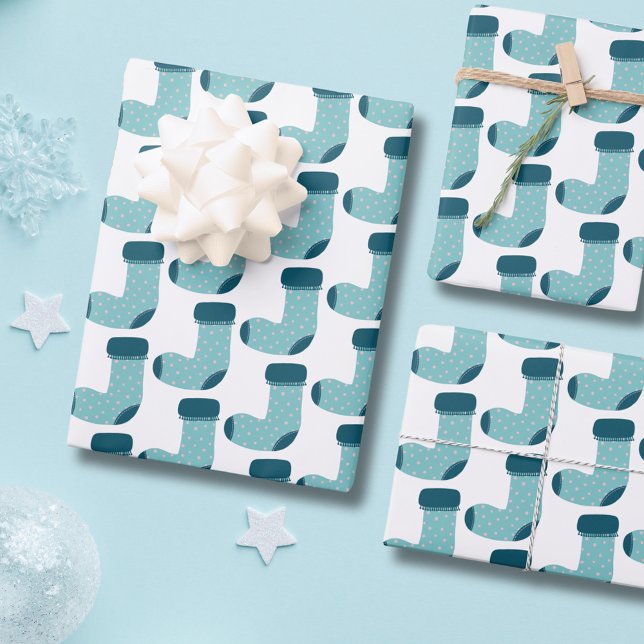 Christmas Stocking Holiday Wrapping Paper Sheets (Christmas stocking Holiday Wrapping Paper Rolls from artists own illustrations.)