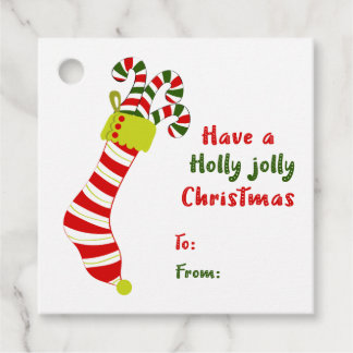 Christmas Stocking Holly Jolly Christmas Holiday Favor Tags
