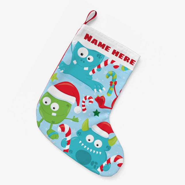 Christmas Stocking Little Monster (Personalize it) (Front (Hanging))