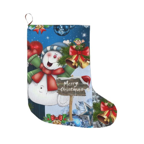 Christmas Stocking Merry Christmas Snowman Large Christmas Stocking