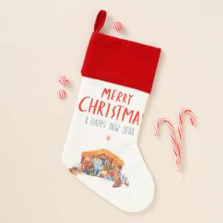 Christmas stocking nativity scene