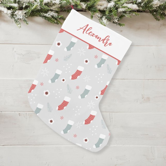Christmas Stocking Pattern Custom Name Stocking (Click "Personalize this Template" to easily add a name to this cute Christmas stocking.)