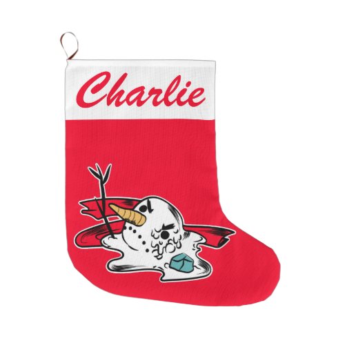 Christmas Stocking Personal Name Melting Snowman 