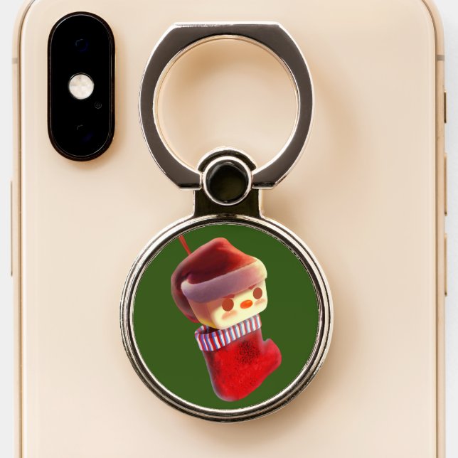 Christmas Stocking Phone Ring Stand (Close Up)