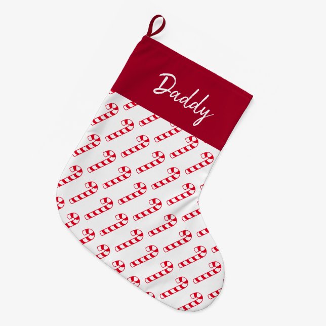Christmas Stocking - Red Candy Canes (Front (Hanging))
