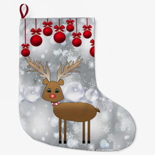 Christmas Stocking, Reindeer Large Christmas Stocking