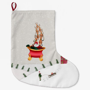 Christmas Stocking, Santa Claus Vintage Large Christmas Stocking