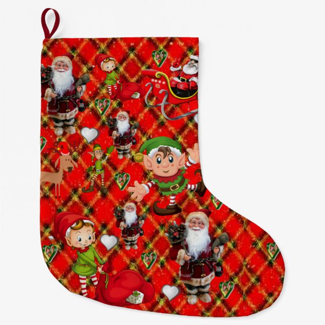 Christmas Stocking, Santa Large Christmas Stocking (Front)