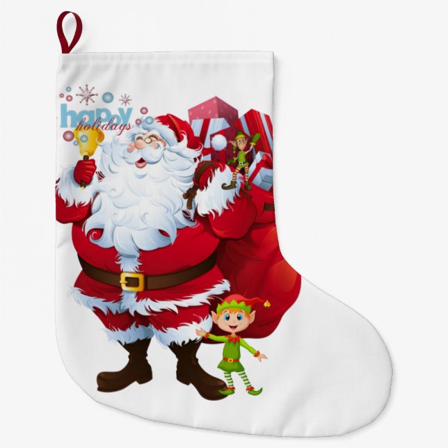 Christmas Stocking, Santa Large Christmas Stocking (Front)