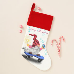 Christmas Stocking Skater Gnome with Gifts