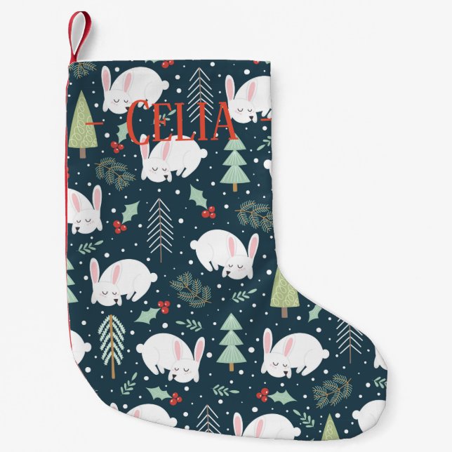 Christmas Stocking - Sleeping Christmas Bunnies (Front)