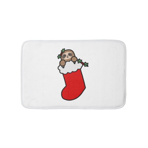 Christmas Stocking Sloth  Bath Mat