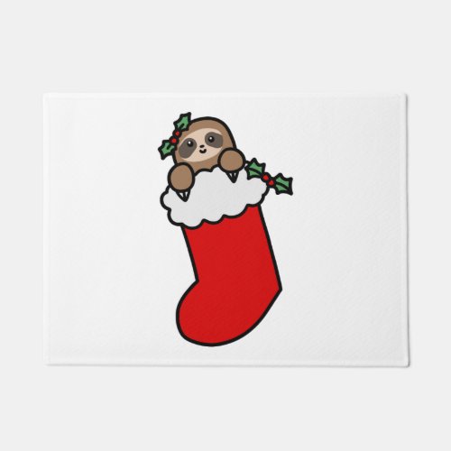 Christmas Stocking Sloth  Doormat