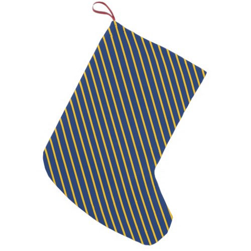Christmas Stocking Small Blue with Yellow Stripes