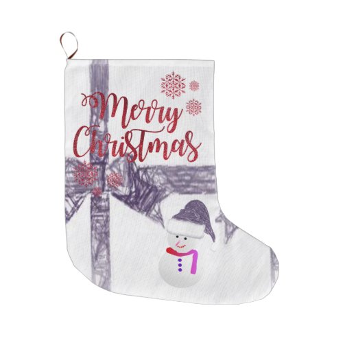 Christmas Stocking Snowman Large Christmas Stocking