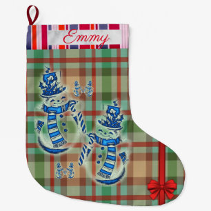 Christmas Stocking, Snowman Red Pepper Yellow Larg Large Christmas Stocking