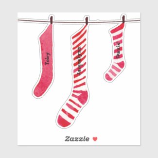 Christmas Stocking Sticker with Names