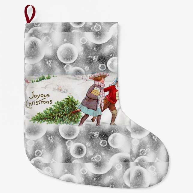 Christmas Stocking, Vintage Large Christmas Stocking (Front)