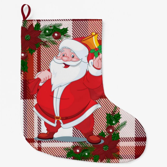 Christmas Stocking,  Vintage Santa Claus Large Christmas Stocking (Front)