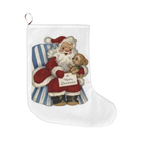 Christmas Stocking Vintage Santa Large Christmas Stocking