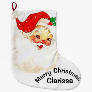 Christmas Stocking, Vintage Santa Large Christmas Stocking