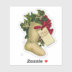 Christmas Stocking Vintage Victorian Antique Sticker