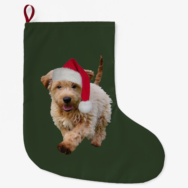 Christmas stocking w/ golden doodle (Front)