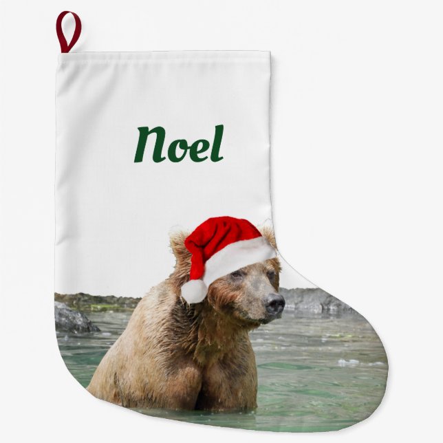 Christmas Stocking w/ grizzly bear (Front)