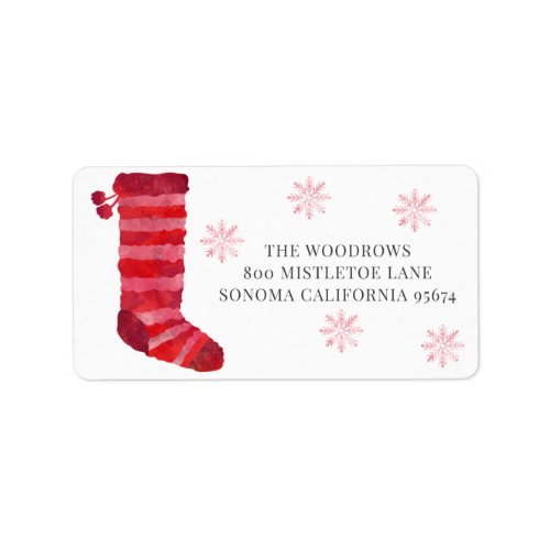 Christmas Stocking Watercolor  Label