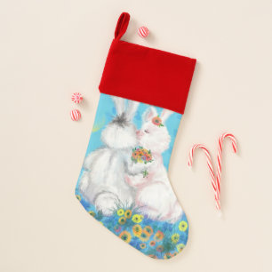 Christmas Stocking with Bunnies - Hug