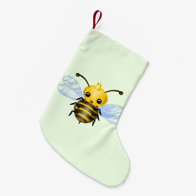 Christmas Stocking with Cute Queen Bee (Front (Hanging))