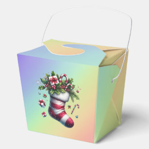 Christmas Stocking with Gifts and Candy Canes Favor Boxes