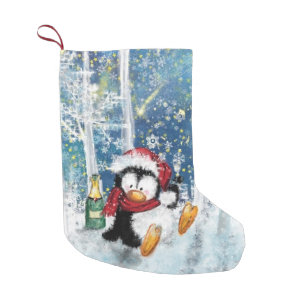 Christmas Stocking with Happy Penguin